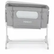 Patut co-sleeper 2 in 1, Feedo, Pliabil, Reglabil in 5 pozitii, Cu laterala detasabila, Cu roti, Greutate maxima suportata 9 kg, 0-5 luni, Gri BYN235206