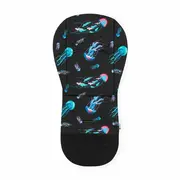 Salteluta pentru carucior, Petite&Mars, Foamy, Din spuma cu memorie, 86 x 42 cm, Reversibila, Universala, Design cu meduze, Negru BYN575738