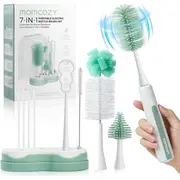 Set electric cu perie pentru biberoane Momcozy 7 in 1 Green