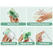 Set electric cu perie pentru biberoane Momcozy 7 in 1 Green