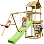 Complex joaca din lemn cu turn si 2 leagane max play 2.2 fungoo - okefu09850
