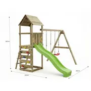 Complex joaca din lemn cu turn si 2 leagane max play 2.2 fungoo - okefu09850