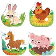 Puzzle 4 in 1 - ferma vesela ( 2, 3, 4 piese)