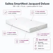 Saltea SmartNest Jacquard Deluxe 120/60/12cm cu 2 fete pentru paturile 0-5 ani - ASC754194982559