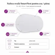 Saltea ovala SmartNest pentru cos / patut 75x45x12cm husa Jacquard la comanda - ASC6427968004705
