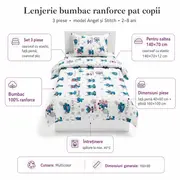 Lenjerie bumbac ranforce pat 3 piese copii 2-8 ani Angel si Stitch pentru saltele 140x70 cm ASC6427968006631