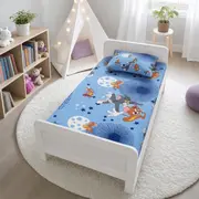 Lenjerie bumbac ranforce pat 3 piese copii 2-12 ani Tom&Jerry Blue pentru saltele 160x80 cm ASC6427968007157