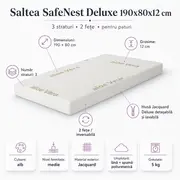 Saltea SafeNest Deluxe 190x80x12 cm in 3 straturi cu 2 fete pentru paturi - ASC6427968008642