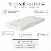 Saltea SafeNest Deluxe 180x120x12 cm in 3 straturi cu 2 fete pentru paturi- ASC6427968008659