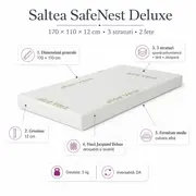 Saltea SafeNest Deluxe 170x110x12 cm in 3 straturi cu 2 fete pentru paturi - ASC6427968008680