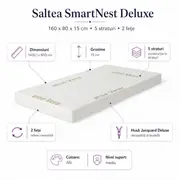 Saltea SmartNest Deluxe 160x80x15 cm in 5 straturi cu 2 fete pentru paturile 2-12 ani - ASC6427968008710