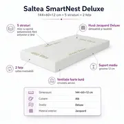 Saltea SmartNest Deluxe 144x60x12 cm in 5 straturi cu 2 fete pentru paturi - ASC6427968008734