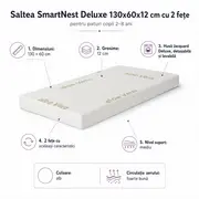 Saltea SmartNest Deluxe 130x60x12cm cu 2 fete - pentru paturile 2-8 ani - ASC6427968008772