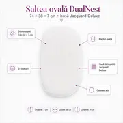 Saltea ovala DualNest 74x38x7 cm in 3 straturi, husa Jacquard Deluxe - ASC6427968009311
