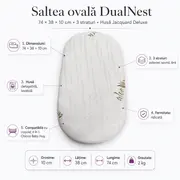 Saltea ovala DualNest 74x38x10 cm in 3 straturi, husa Jacquard Deluxe, compatibila Chicco Baby Hug - ASC6427968009342