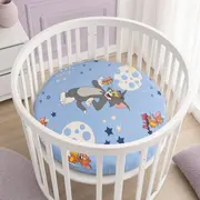 Saltea rotunda pat bebe DualNest 67x67x7 cm in 3 straturi, 2 fete diferite  husa Tom si Jerry bumbac - ASC6427968128364