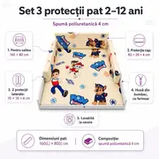 Set 3 protectii pat 2-12 ani spuma poliuretanica 4 cm - ASC6427968128371