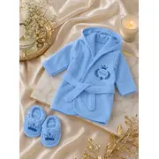Halat de baie cu papucei prince, ramel, albastru 452e-1