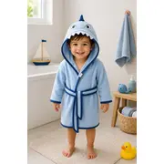 Halat de baie premium, albastru, shark, model 3d, ramel 487-4