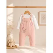 Salopeta roz matlasata cu bluzita - cute butterfly tram10343-1