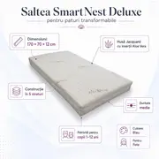 Saltea SmartNest Deluxe pentru paturi transformabile 170/70/12cm cu husa Jacquard - ASC6427968020125