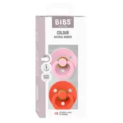 Bibs - set 2 suzete colour latex, tetina rotunda, 0 luni +-baby pink/tango bbb110474