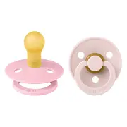 Bibs - set 2 suzete colour latex, tetina rotunda, 0 luni +-petal/baby pink bbb110334