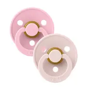Bibs - set 2 suzete colour latex, tetina rotunda, 0 luni +-petal/baby pink bbb110334