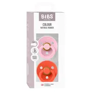 Bibs - set 2 suzete colour latex, tetina rotunda, 18 luni +-baby pink/tango bbb130474