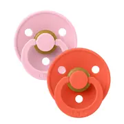 Bibs - set 2 suzete colour latex, tetina rotunda, 18 luni +-baby pink/tango bbb130474