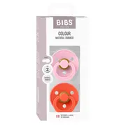 Bibs - set 2 suzete colour latex, tetina rotunda, 6 luni +-baby pink/tango bbb120474