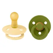 Bibs - set 2 suzete colour latex, tetina rotunda, 6 luni +-pale butter/wasabi bbb120475