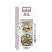 Bibs - set 2 suzete colour studio collection polka dots, tetina rotunda, 0 luni+-ivory/dark oak bbb11041101