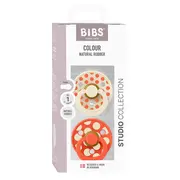 Bibs - set 2 suzete colour studio collection polka dots, tetina rotunda, 0 luni+-ivory/tango bbb11041103