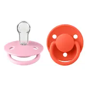Bibs - set 2 suzete de lux silicon, tetina rotunda, marime universala-baby pink/tango bbb150299