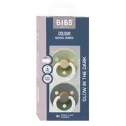 Bibs - set 2 suzete fosforescente colour glow latex, tetina rotunda, 18 luni +-sage/pine bbb130479