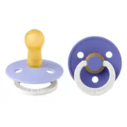 Bibs - set 2 suzete fosforescente colour glow latex, tetina rotunda, 6 luni +-hush/grape bbb120481