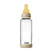 Bibs - set complet biberon fosforescent din sticla anticolici cu tetina din latex, flux mediu, 240 ml, vanilla glow bbb5020257