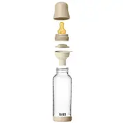 Bibs - set complet biberon fosforescent din sticla anticolici cu tetina din latex, flux mediu, 240 ml, vanilla glow bbb5020257