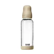 Bibs - set complet biberon fosforescent din sticla anticolici cu tetina din latex, flux mediu, 240 ml, vanilla glow bbb5020257