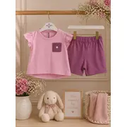 Compleu bluza si pantalonasi scurti, messinho, roz sbs1