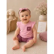 Compleu bluza si pantalonasi scurti, messinho, roz sbs1