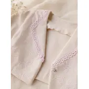 Compleu crem cu broderie, body, pantalonasi si bolero, babyim, bumbac sbs3