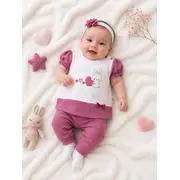 Compleu din 3 piese, tricou, pantaloni si bentita, iepuras, babyim, bumbac sbs2