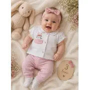 Compleu din doua piese, tricou si pantaloni pentru bebelusi, babyim, model alsbs5, bumbac sbs5