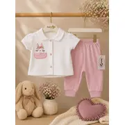 Compleu din doua piese, tricou si pantaloni pentru bebelusi, babyim, model alsbs5, bumbac sbs5