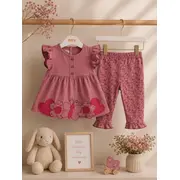 Compleu din doua piese, tricou si pantaloni pentru bebelusi, deco, model alsbs10, bumbac sbs10
