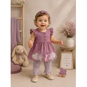 Compleu din doua piese, tricou si pantaloni pentru bebelusi, deco, model alsbs9, bumbac sbs9