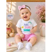 Compleu din doua piese, tricou si pantaloni scurti pentru bebelusi, ayyildiz, model alsbs6, bumbac sbs6