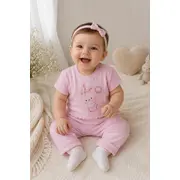 Compleu din doua piese, tricou si pantaloni scurti pentru bebelusi, babyim, model alsbs7, bumbac sbs7